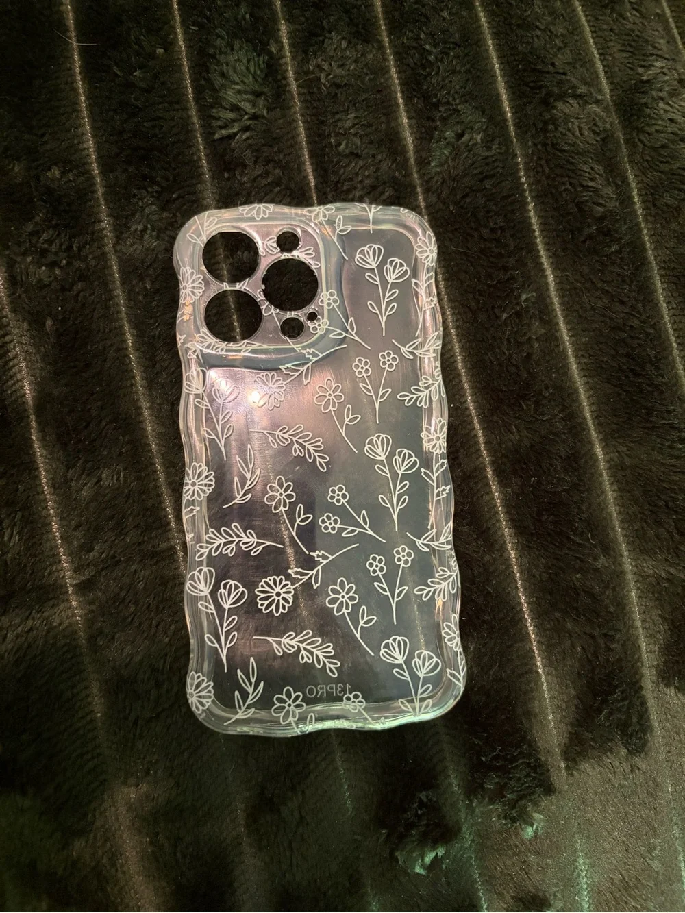 NWOT iPhone 13 Pro Clear Floral iPhone Case with White Flower Pattern